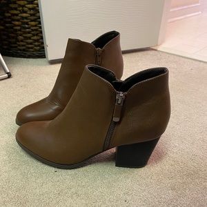 Brown leather booties bought from Macy’s.